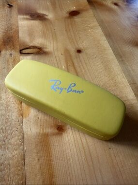 Ray-Ban Yellow Eyeglass Hard Case Glasses Protector Hinged Clamshell Felt Lined